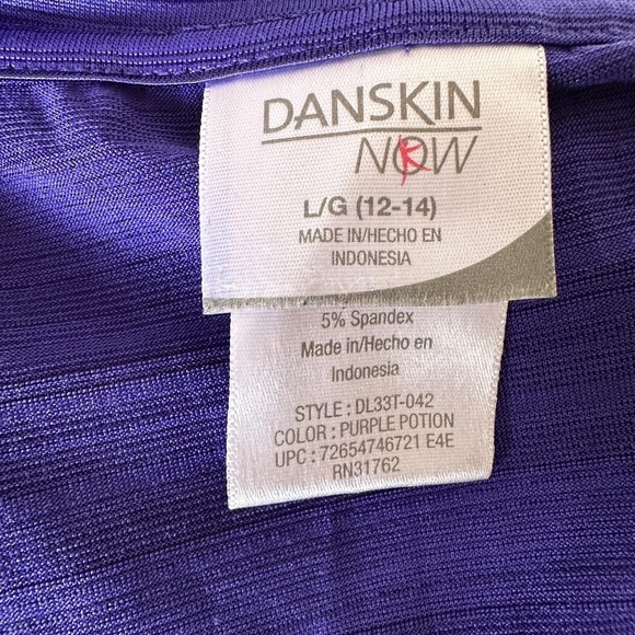 *DANSKIN NOW* Purple Long Sleeve Shirt Size Large (12-14) - Picture 6 of 7